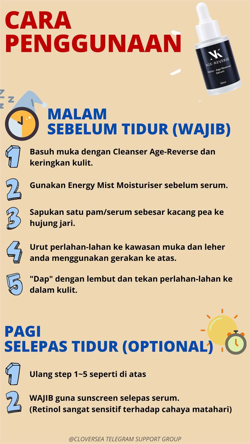 Cara penggunaan AGE-REVERSE Serum Limited Edition